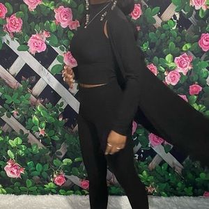 3 piece set. Black, includes top, bottoms, and duster. (small,medium,large)